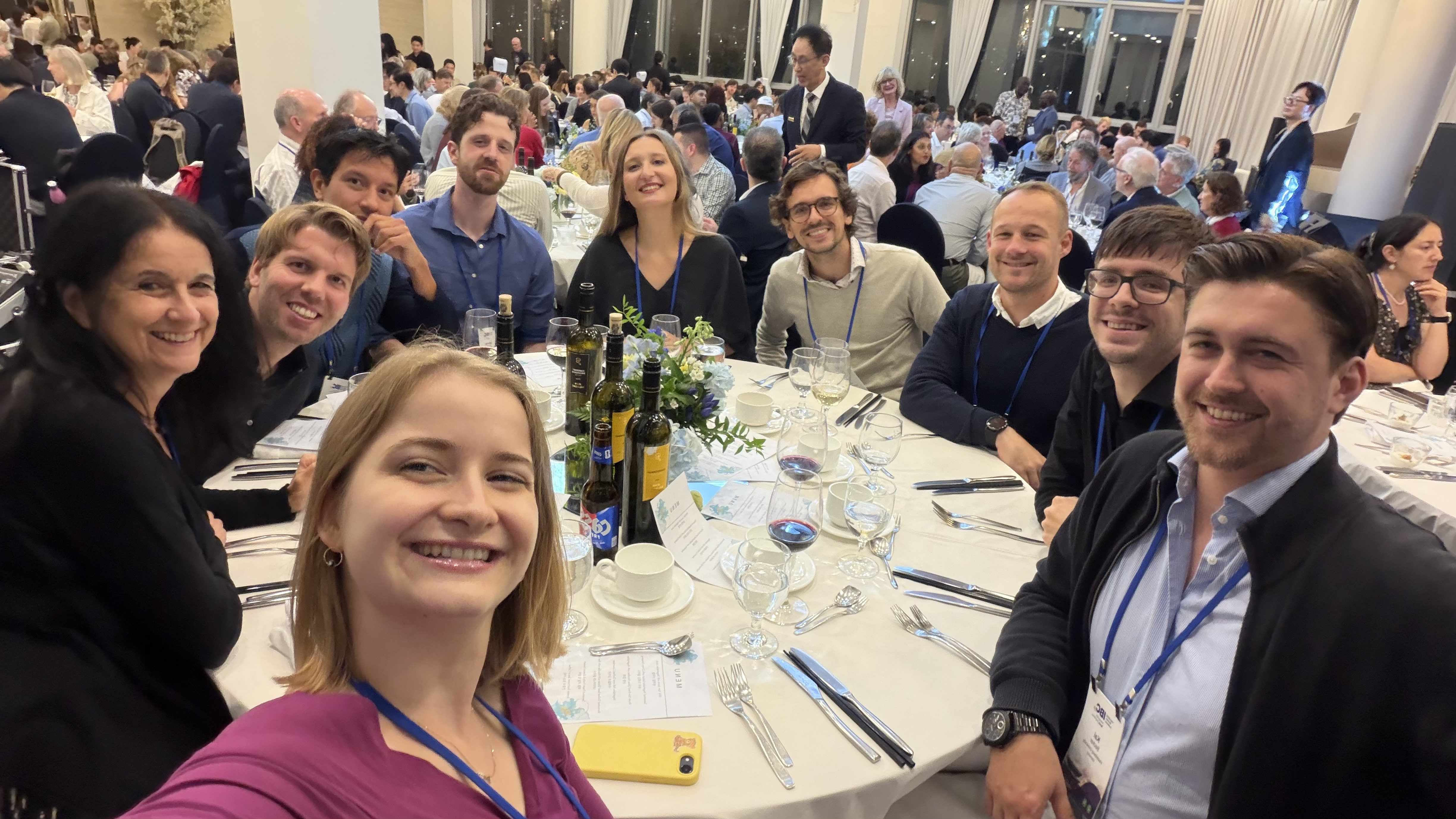 Aurora Gaeta with biostatisticians at the IBC 2026 conference dinner